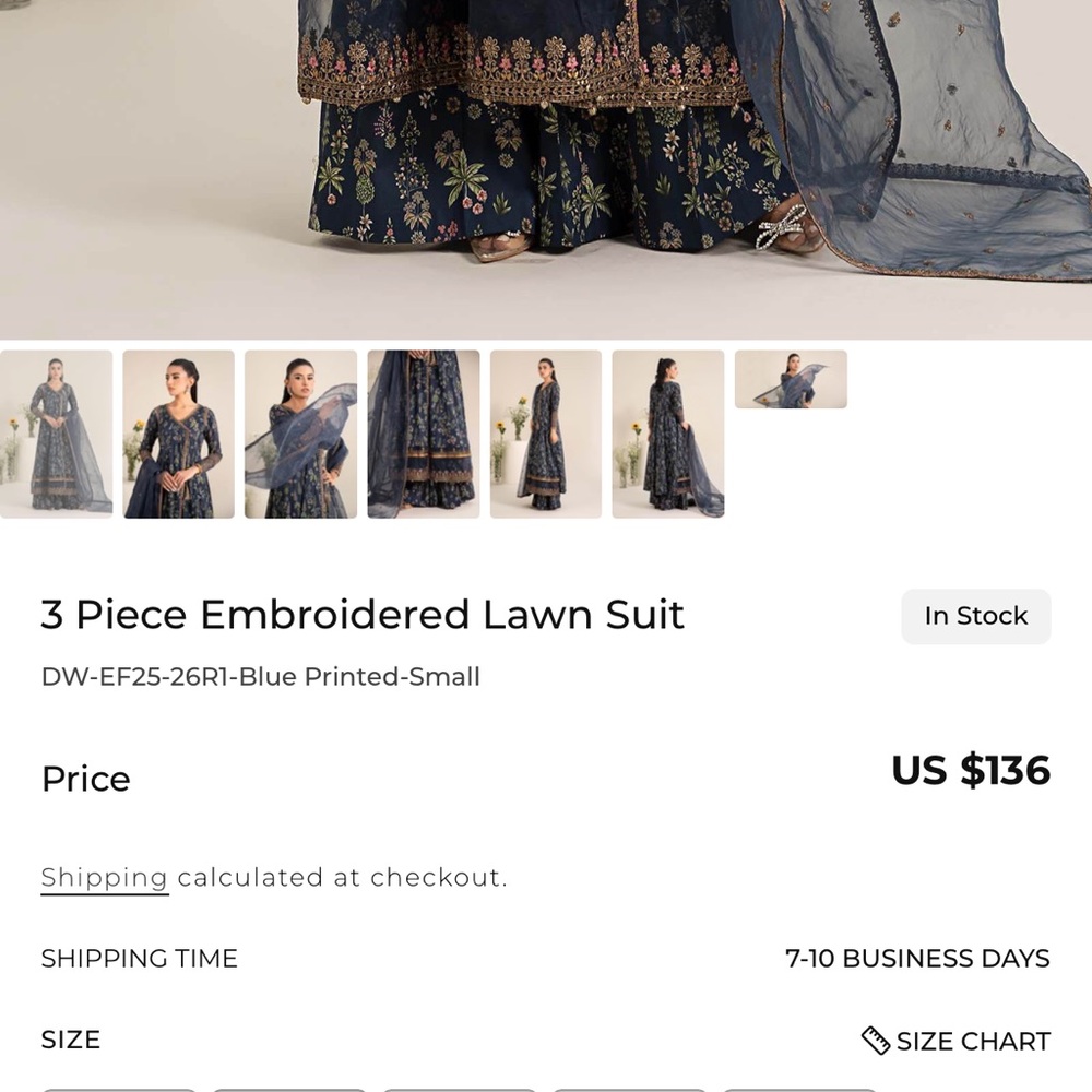 Elegant Navy Blue Floral Lehenga with Sheer Dupatta - Picture 5 of 6